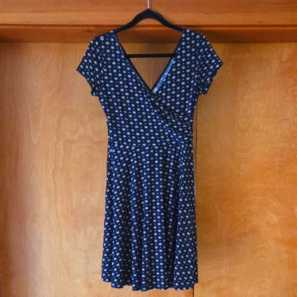 Kaileigh Midnight Blue Polka Dot Midi Dress